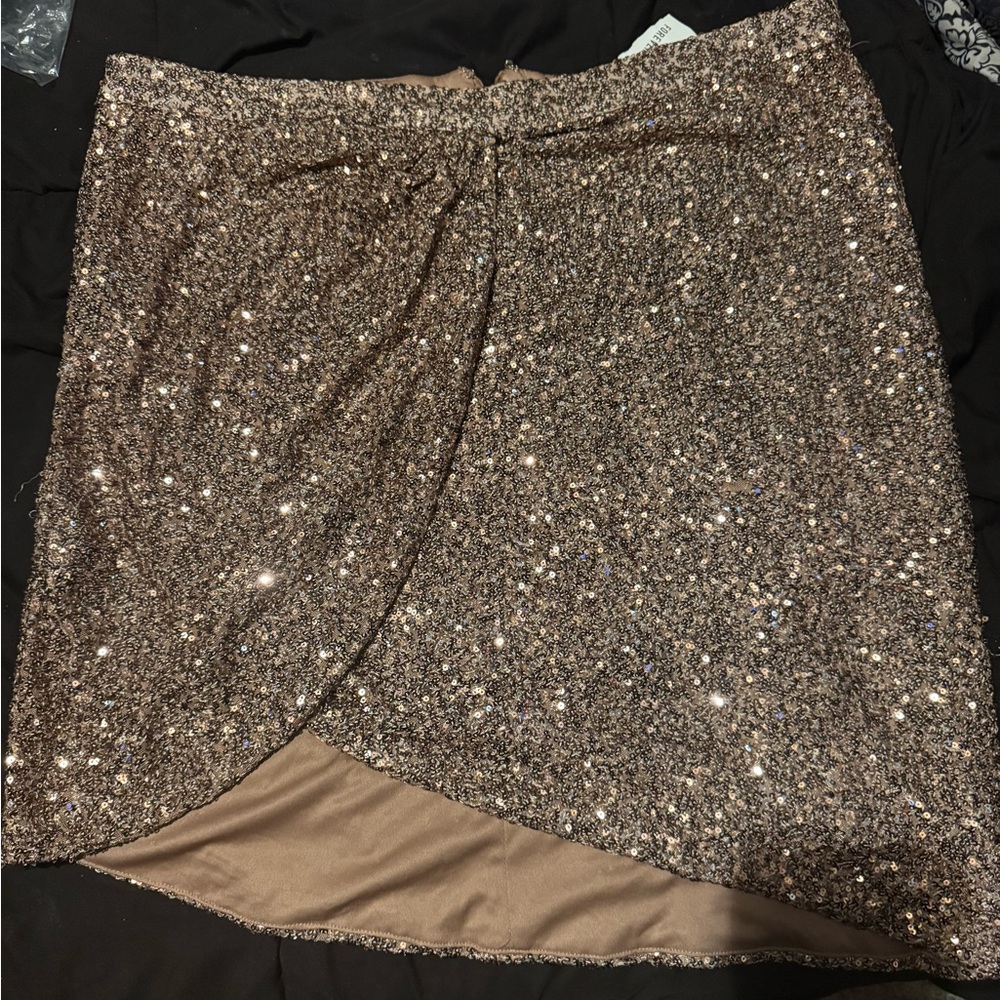 Forever 21 Glittering Bronze Mini Skirt